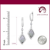 Sterling Silver Leverback Earrings with Bezel Set CZ and Mother of Pearl Dangle