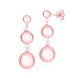 Sterling Silver 925 Polished Triple Ball Drop Earrings