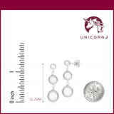 Sterling Silver 925 Polished Triple Ball Drop Earrings