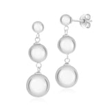 Sterling Silver 925 Polished Triple Ball Drop Earrings