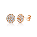 Disc Earrings in 14K Gold with CZ Pave