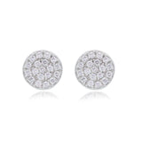 Disc Earrings in 14K Gold with CZ Pave