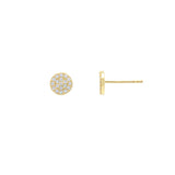 Disc Earrings in 14K Gold with CZ Pave