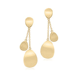 UNICORNJ 14K Yellow Gold Polished and Brushed Long Double Dangle Drop Curved Teardrop Earrings Italy