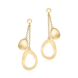 UNICORNJ 14K Yellow Gold Polished Long Double Dangle Drop Curved Open and Solid Teardrop Earrings Italy