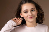 UNICORNJ 14K Yellow Gold Double Dangle Drop Teardrop Earrings with Opaque Blue or Pink Sapphire Faceted and Pave CZ Accent Italy