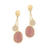 UNICORNJ 14K Yellow Gold Double Dangle Drop Teardrop Earrings with Opaque Blue or Pink Sapphire Faceted and Pave CZ Accent Italy