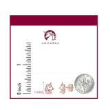 14K Yellow Gold Girls Earrings Unicorn Cute Pink Enamel Italy
