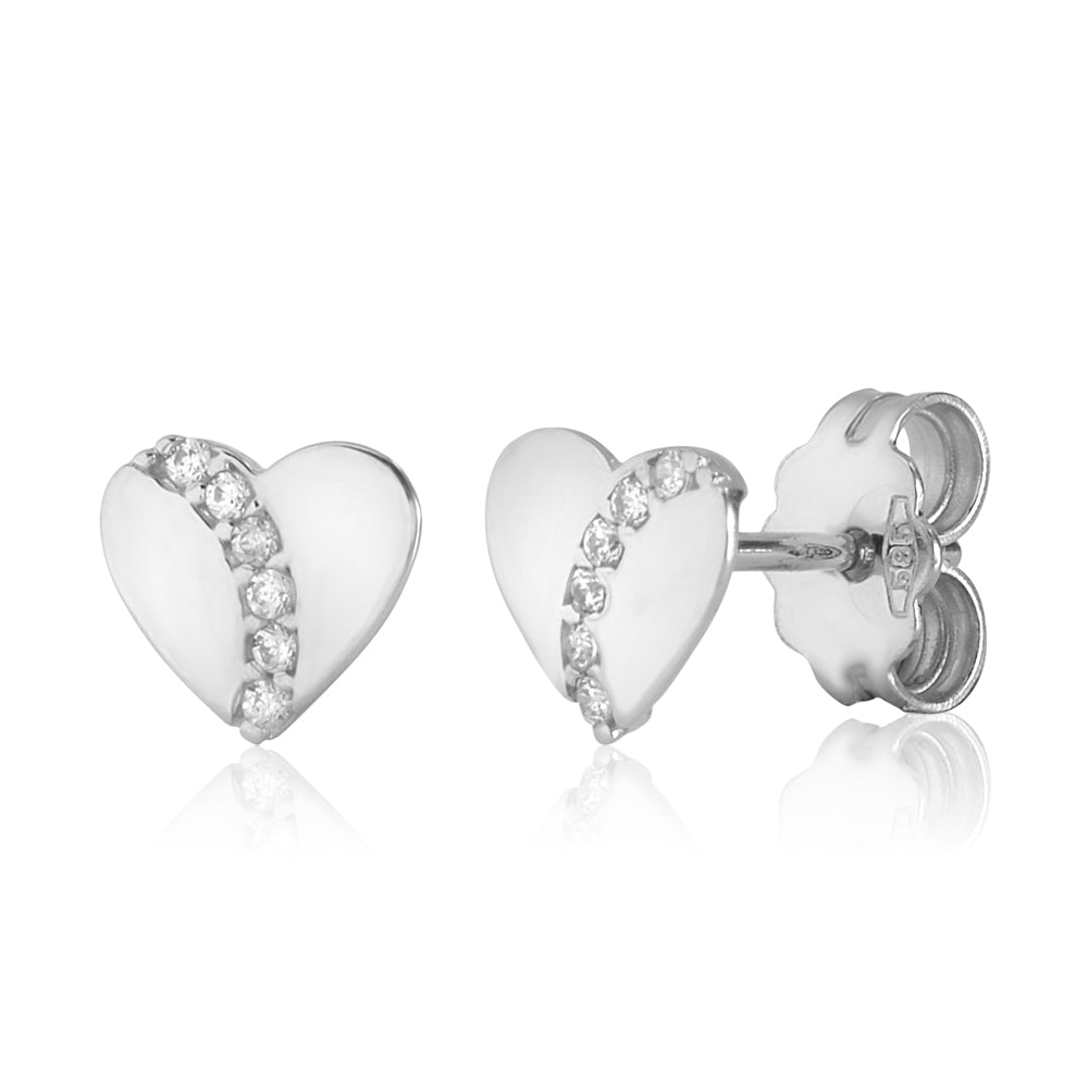 Heart Earrings in 14K Yellow and White Gold with CZ