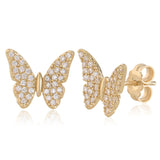 UNICORNJ Childrens 14k White Yellow Gold Cubic Butterfly Stud Post Earrings