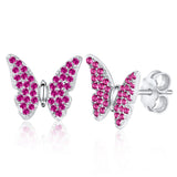 UNICORNJ Childrens 14k White Yellow Gold Cubic Butterfly Stud Post Earrings