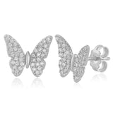 UNICORNJ Childrens 14k White Yellow Gold Cubic Butterfly Stud Post Earrings