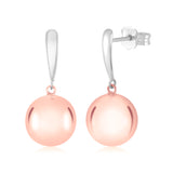 14K Yellow White and Rose Gold 10MM Ball Drop Post  Dangle Earrings