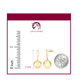 14K Yellow White and Rose Gold 10MM Ball Drop Post  Dangle Earrings