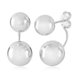 14K Yellow White and Rose Gold Double Ball Front Back Ear Jacket Post Earrings interchangable 10MM