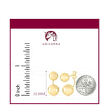 14K Yellow White and Rose Gold Double Ball Front Back Ear Jacket Post Earrings interchangable 10MM