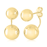 14K Yellow White and Rose Gold Double Ball Front Back Ear Jacket Post Earrings interchangable 10MM