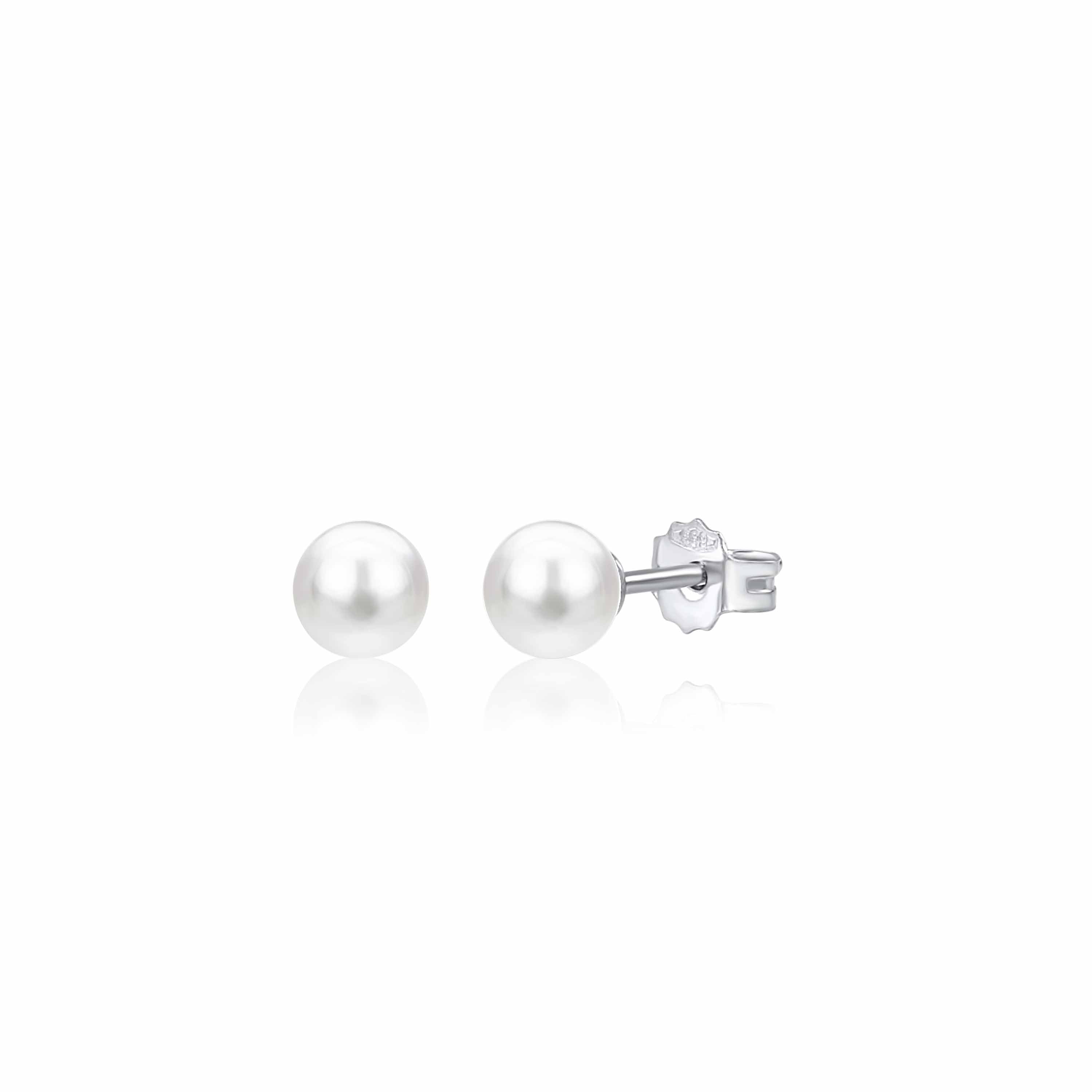 UNICORNJ 14K White Gold Freshwater Cultured Pearl Post Stud Earrings 5 6 or 7mm Italy
