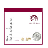 UNICORNJ 14K Yellow and White Gold Children's Kids Guardian Angel Post Earrings with CZ's Italy