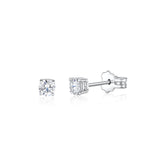 UNICORNJ 14K White Gold 4 Prong Basket Setting Simulated Diamond CZ Post Stud Earrings Italy
