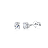 UNICORNJ 14K White Gold 4 Prong Basket Setting Simulated Diamond CZ Post Stud Earrings Italy