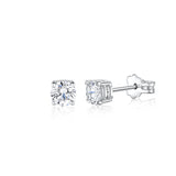 UNICORNJ 14K White Gold 4 Prong Basket Setting Simulated Diamond CZ Post Stud Earrings Italy