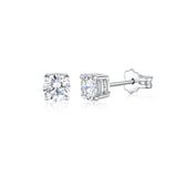 UNICORNJ 14K White Gold 4 Prong Basket Setting Simulated Diamond CZ Post Stud Earrings Italy