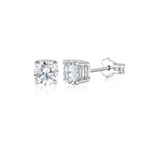 UNICORNJ 14K White Gold 4 Prong Basket Setting Simulated Diamond CZ Post Stud Earrings Italy