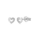 UNICORNJ 14K Yellow or White Gold Children's Kids Baby Tiny Heart Post Earrings Half Polished Half CZ's Italy