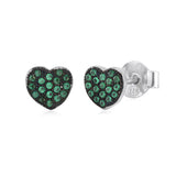 Heart Earrings in Sterling Silver with CZ Pavé or Yellow Gold Plated