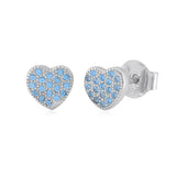 Heart Earrings in Sterling Silver with CZ Pavé or Yellow Gold Plated