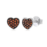 Heart Earrings in Sterling Silver with CZ Pavé or Yellow Gold Plated