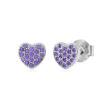 Heart Earrings in Sterling Silver with CZ Pavé or Yellow Gold Plated