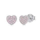 Heart Earrings in Sterling Silver with CZ Pavé or Yellow Gold Plated