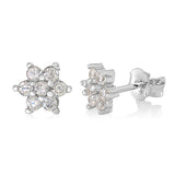 Birthstone Earrings in Sterling Silver with CZ Flower