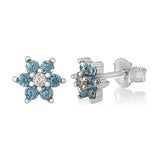 Birthstone Earrings in Sterling Silver with CZ Flower