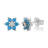Birthstone Earrings in Sterling Silver with CZ Flower