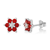 Birthstone Earrings in Sterling Silver with CZ Flower