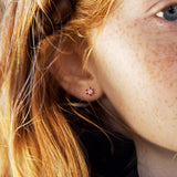Birthstone Earrings in Sterling Silver with CZ Flower