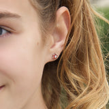Birthstone Earrings in Sterling Silver with CZ Flower