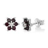 Birthstone Earrings in Sterling Silver with CZ Flower