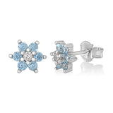 Birthstone Earrings in Sterling Silver with CZ Flower