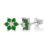Birthstone Earrings in Sterling Silver with CZ Flower