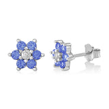 Birthstone Earrings in Sterling Silver with CZ Flower