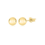 Ball Stud Earrings 14K Yellow Gold Polished Shiny Italy UNICORNJ 5mm