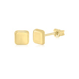 Rounded Square Stud Earrings 14K Yellow Gold Polished Shiny Italy UNICORNJ 5mm