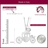 Sterling Silver High Polished Large Fantasy Carriage Coach Rose Gold Pendant Necklace Long Cable Chain 30"