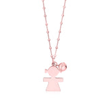 Sterling Silver Rose Gold High Polished Large Girl Silhouette Figure Pendant Necklace Long Cable Chain 30"
