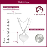 Sterling Silver Rose Gold Plated High Polished Heart Pendant Necklace Very Long Double Chain 36"
