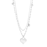 Sterling Silver Rose Gold Plated High Polished Heart Pendant Necklace Very Long Double Chain 36"
